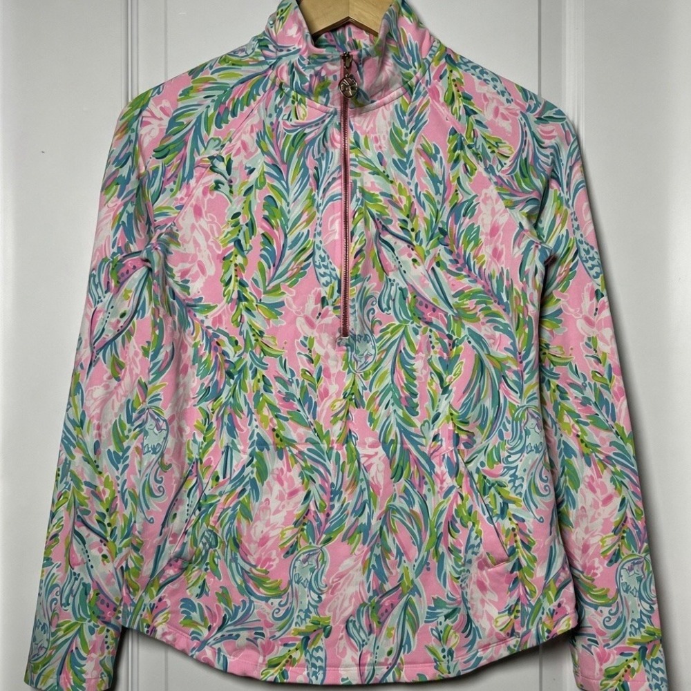 Lilly Pulitzer Unicorn of the Sea Half Zip High Neck Skipper Popover Sweatshirt